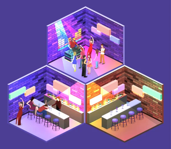 Isometric Bar in the nightclub. — Stock Vector