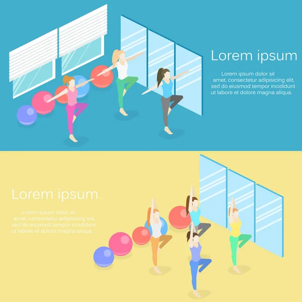 Interior de clase de yoga — Vector de stock