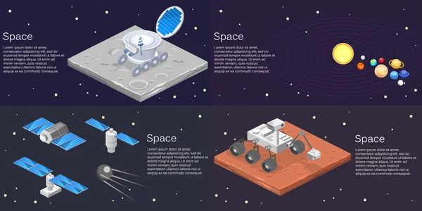 Roverul lunar pe suprafața Lunii — Vector de stoc