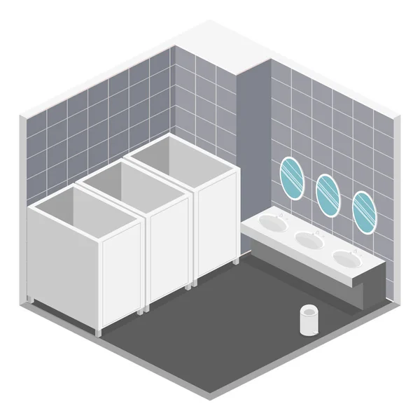 Intérieur isométrique des toilettes publiques — Image vectorielle