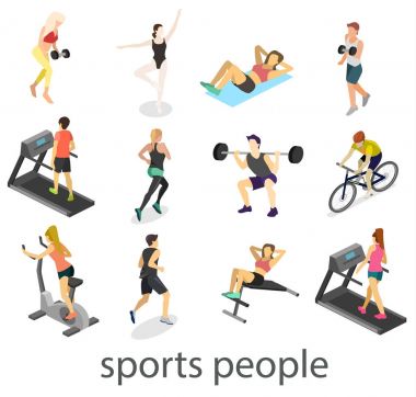 Sports people icon set clipart