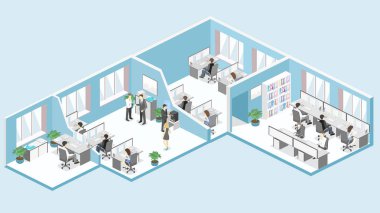 flat office departments interior  clipart