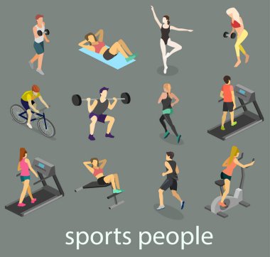 Sports people icon set clipart