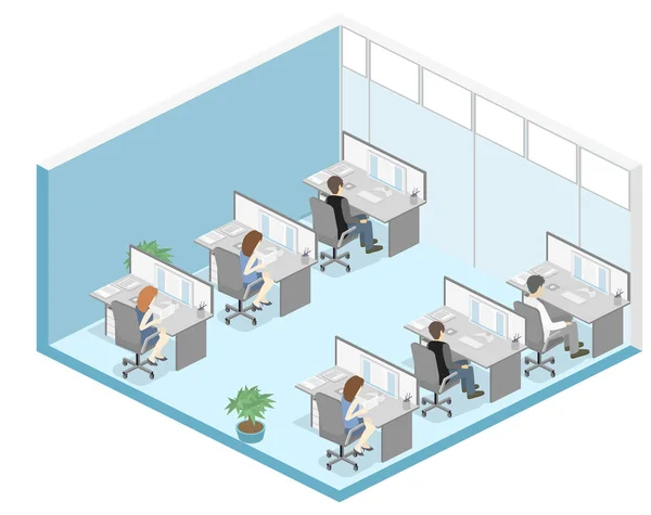 Departamentos de oficina plana interior — Vector de stock