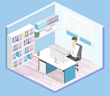 isometric interior of director's office clipart