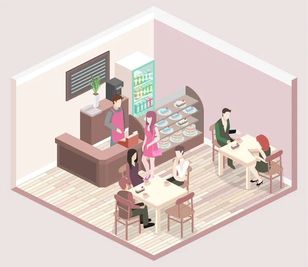 Diseño interior de la cafetería — Vector de stock