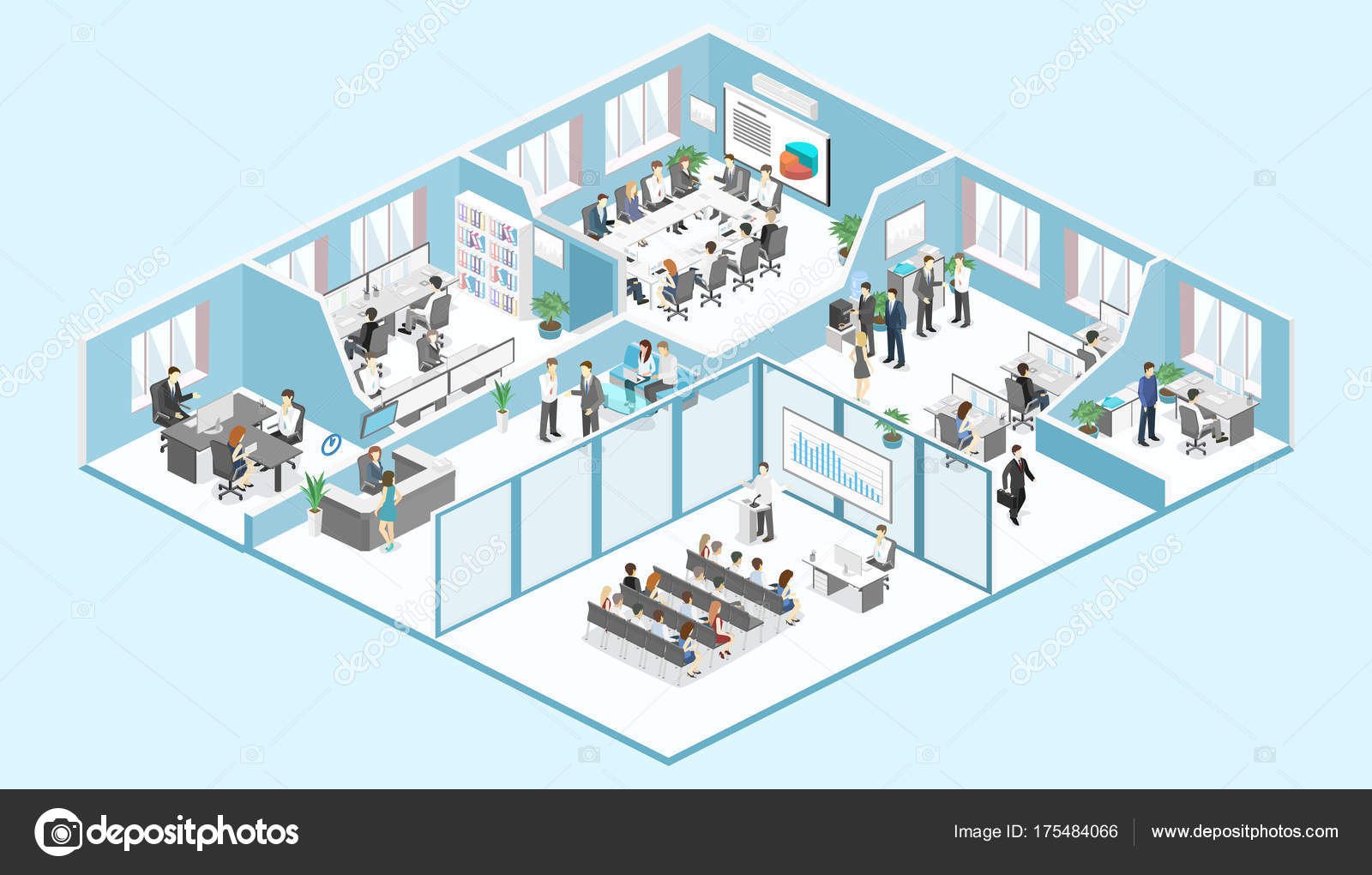 Office interior departments Stock Vector Image by ©reenya 175484066