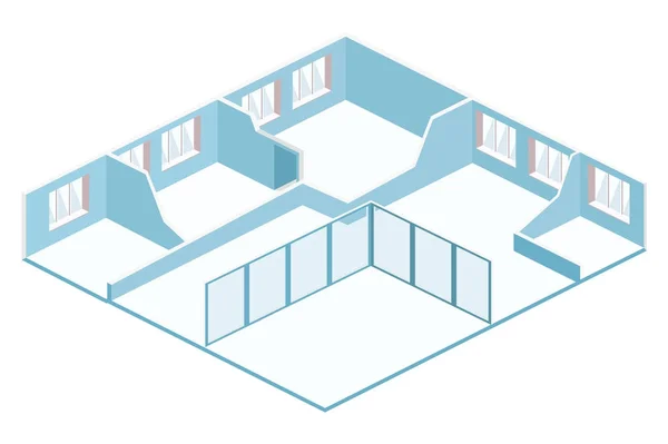 Diseño Ilustración Vectorial Isométrico Plano Abstracto Interior Vacío Habitación Sala — Vector de stock