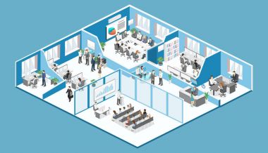 Office kat iç, vektör çizim