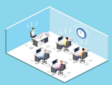 Son tarih kavramı çok çalışan adam. Zaman kavramı, vektör çizim işe