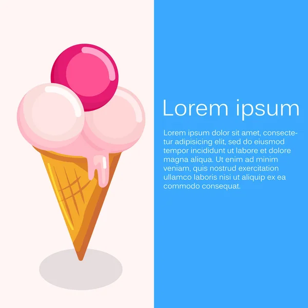 冰淇淋锥三粉红色球 — 图库矢量图片