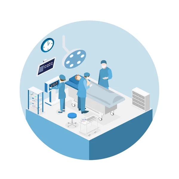 Isometric Plat Concept Vecteur Intérieur Département Chirurgie Chirurgie Plastique Hospitalière — Image vectorielle