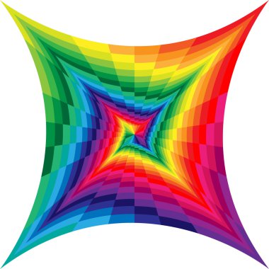  Merkezden Genişleyen İçbükey Dikdörtgenlerin Renkli Spiralleri. Perspektif Optik İllüzyon. Tekstil, kumaş, ambalaj ve web tasarımı için uygundur.