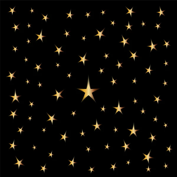 Goldene Sterne auf schwarzem Hintergrund. geeignet für Textilien, Gewebe, Verpackungen und Webdesign. — Stockvektor