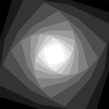 Tek renkli sarmal beyaz renk ve merkezden genişleyen siyahtan parıldayan. Optik illüzyon derinlik ve hacim. Web tasarımı için uygun.