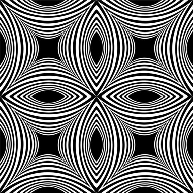 Kesintisiz beyaz desen siyah arka plan üzerine içbükey dikdörtgen çizgili. Görsel ses efekti. Poligonal geometrik zemin. Tekstil, kumaş, ambalaj ve web tasarımı için uygundur.