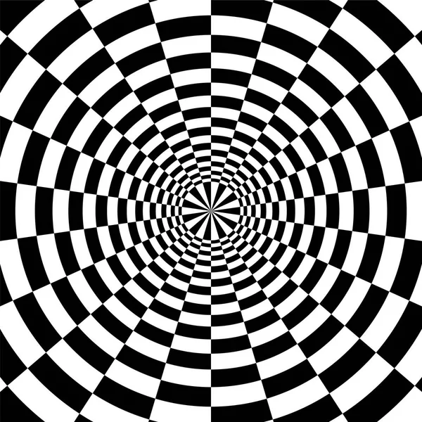 Black and White Rectangles  Radial Expanding from the Center. Optical Illusion of Volume and Depth. Suitable for Web Design. — Stock Vector