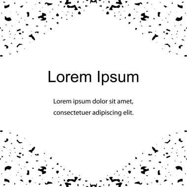 Siyah düzensiz parçacıklar köşeleri dekore. El ilanları, afişler, rozetleri, poster, çıkartmalar ve reklam eylemler için şablon