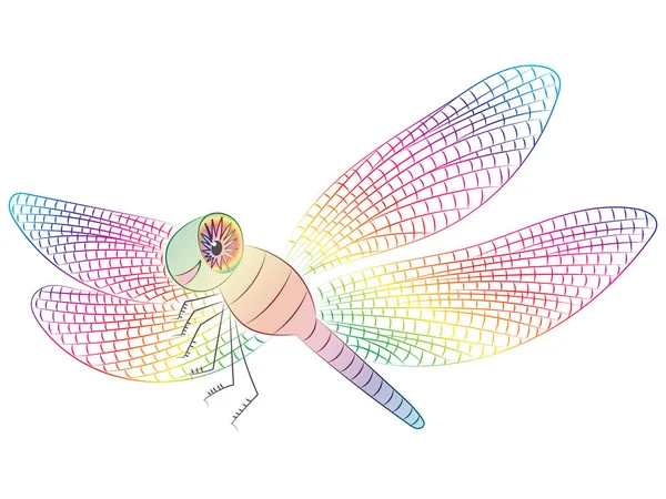 Kolorowe ręcznie rysowane śmieszne Dragonfly. Dzieci rysunku Cute owadów. Styl szkic. — Wektor stockowy