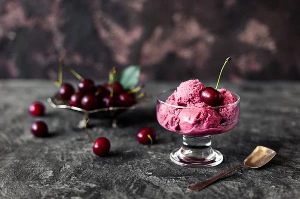 Cherry ice cream with cherries