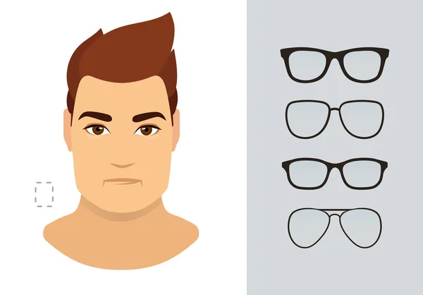 Muži sluneční brýle pro typ čtyřúhelníku. Vektorová množina. — Stockový vektor
