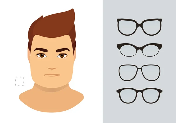 Muži sluneční brýle pro typ čtvercového muže. Vektorová ilustrace. — Stockový vektor