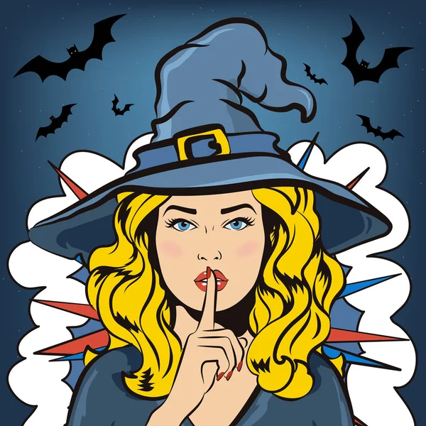 Halloween boszorkány és a denevérek. Titkos Halloween Party. Vektor illustr — Stock Vector