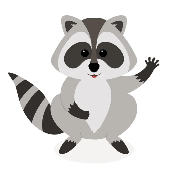 Cute raccoon waving, isolated on white background. Vector illustration. — Stock Vector