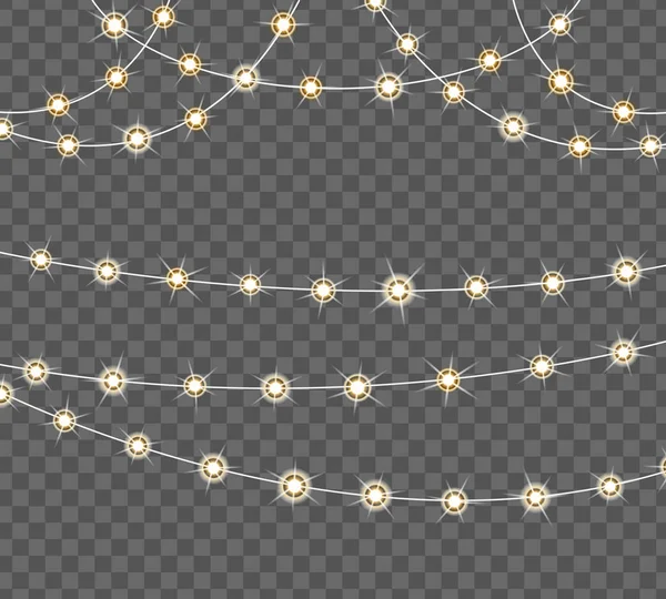 Garland met verlichting. Gloeiende licht garland vector set. Kerstmis licht. — Stockvector
