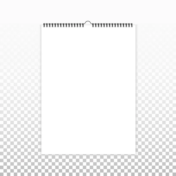 Lege verticale agenda mock up, sjabloon. Vellen papier met spiraal en transparante schaduwen op achtergrond. — Stockvector