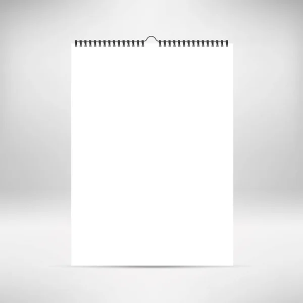 Maqueta de calendario vertical en blanco, plantilla. Hojas de papel con espiral . — Vector de stock