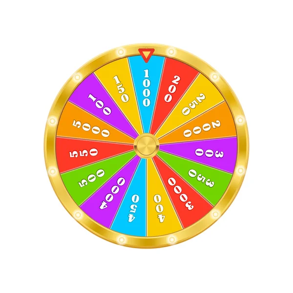 Altın servet tekerlek. Gerçekçi vektör çizim. Şanslı oyun.