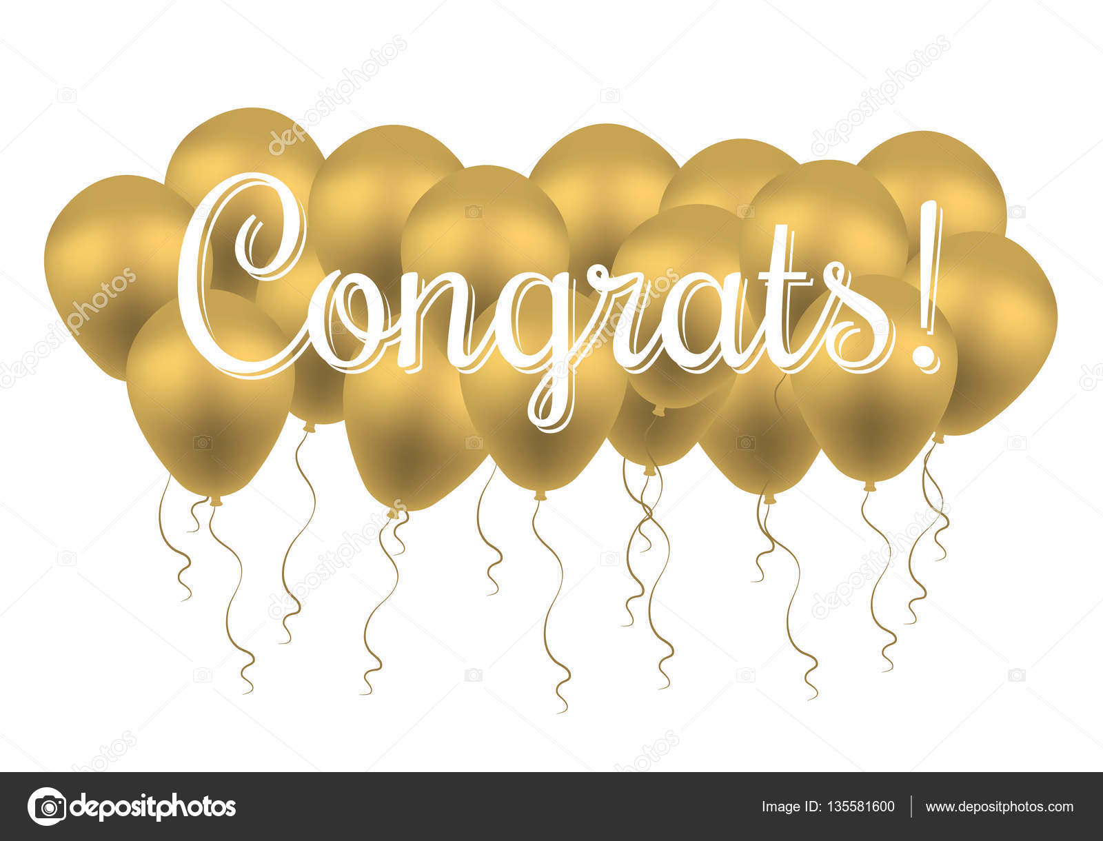 Congrats! Congratulations Vector Banner with Golden Balloons and With Regard To Congratulations Banner Template