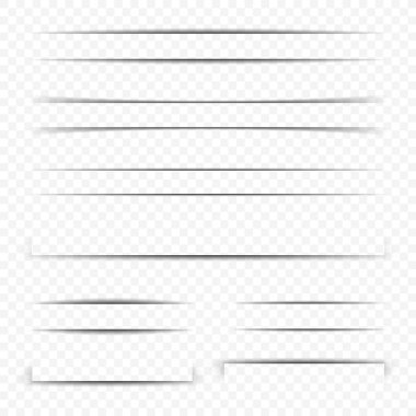  Sayfa ayırıcı. Şeffaf gerçekçi kağıt gölge efekti ayarlayın. Web afiş.