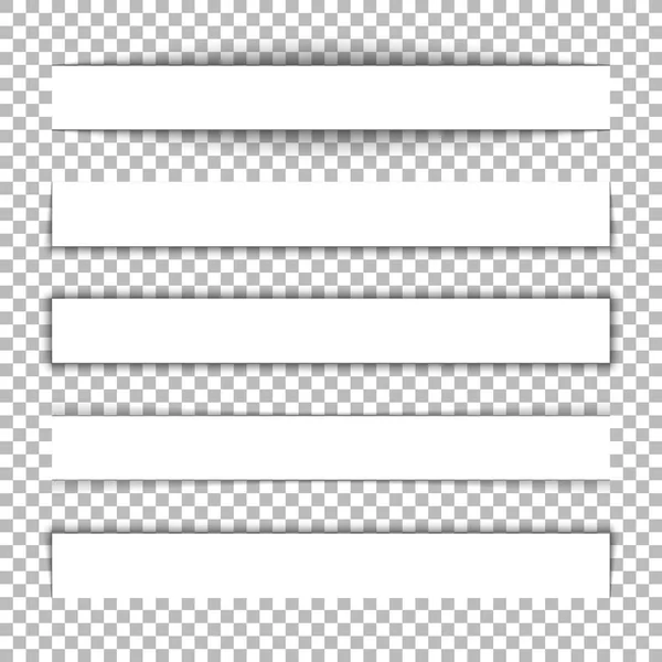 Divisor de páginas. Conjunto de efectos de sombra de papel realista transparente. Banner web . — Vector de stock