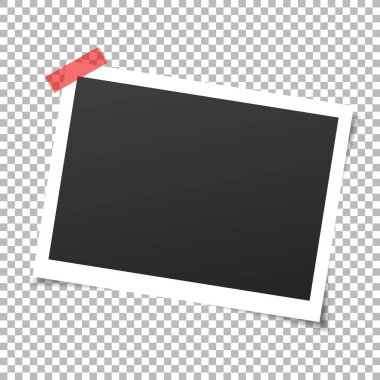  Yapışkan bantlar ile fotoğraf çerçevelemek. Vektör çizim şeffaf gölgeli.