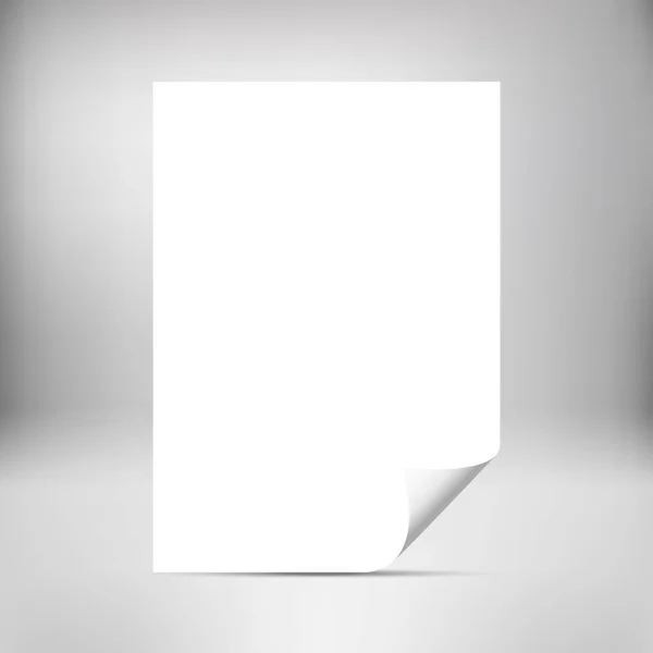Prázdný papír s stočený roh izolované na pozadí. Maketa pro návrh. — Stockový vektor