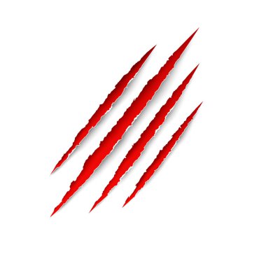 Claws scratches. Vector red scratch set isolated on transparent 