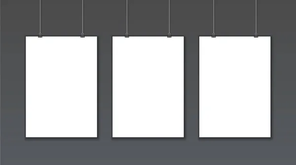 Порожні білі векторні шаблони плакатів на темно-сірому фоні. Макет плакатів . — стоковий вектор