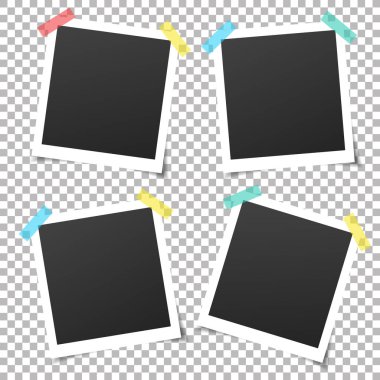  Set of vintage photo frame with adhesive tape.  clipart