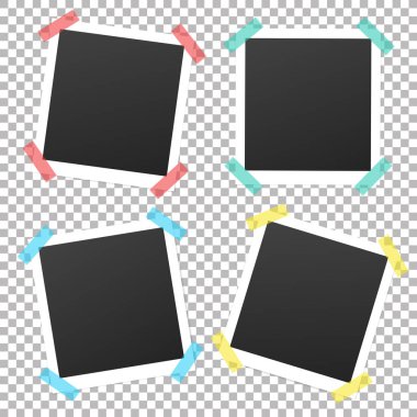  Collection of vintage vector template photo frames with adhesive tape.