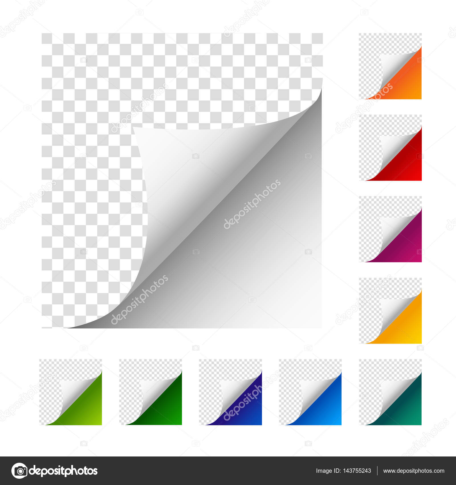 Vector paper corners. Set of colorful paper sheets. — Stock Vector © Cheremuha 143755243