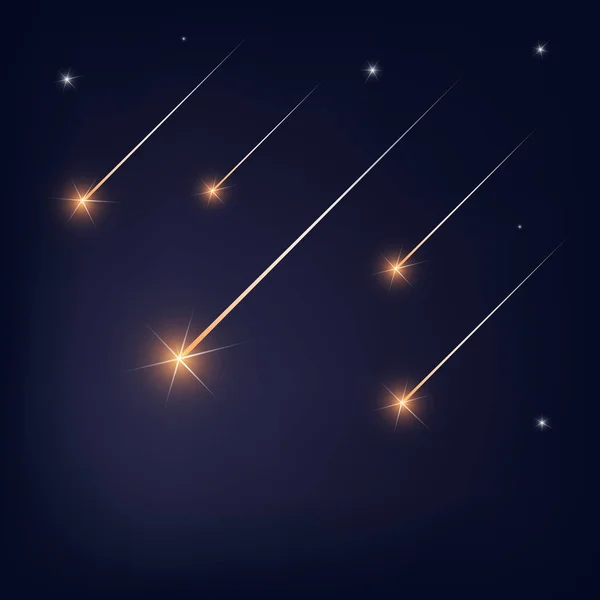 Falling stars. Shooting star. Falling meteorite. Vector cosmos.