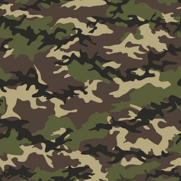 Camuflaje clásico de oliva, verde bosque sin costuras patrón de fondo, textil, fondo de pantalla . — Vector de stock