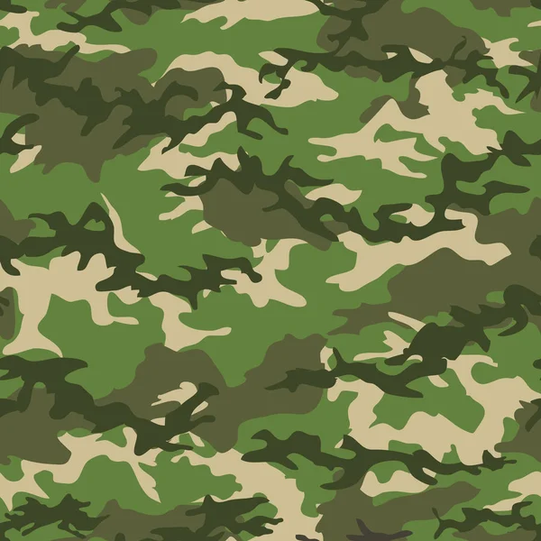 Camouflage grön sömlös bakgrund, textil, tapeter. — Stock vektor