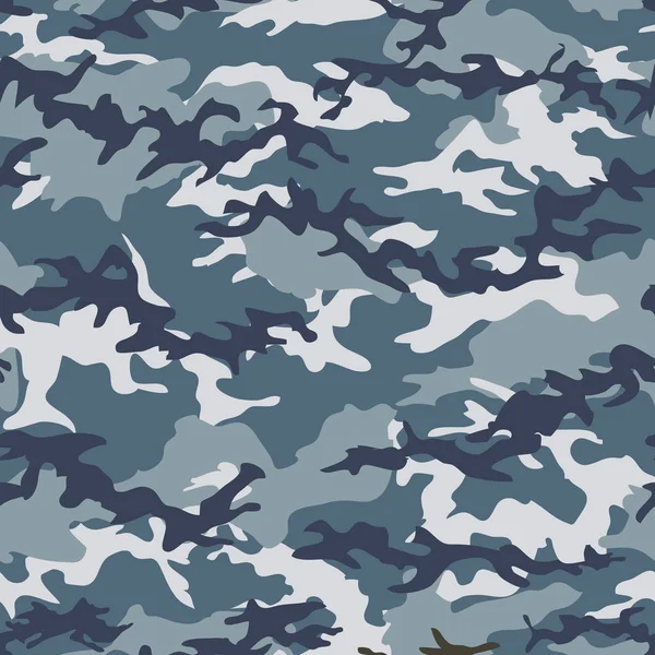 Camouflage blu, grigio senza cuciture modello di sfondo, tessile, carta da parati . — Vettoriale Stock