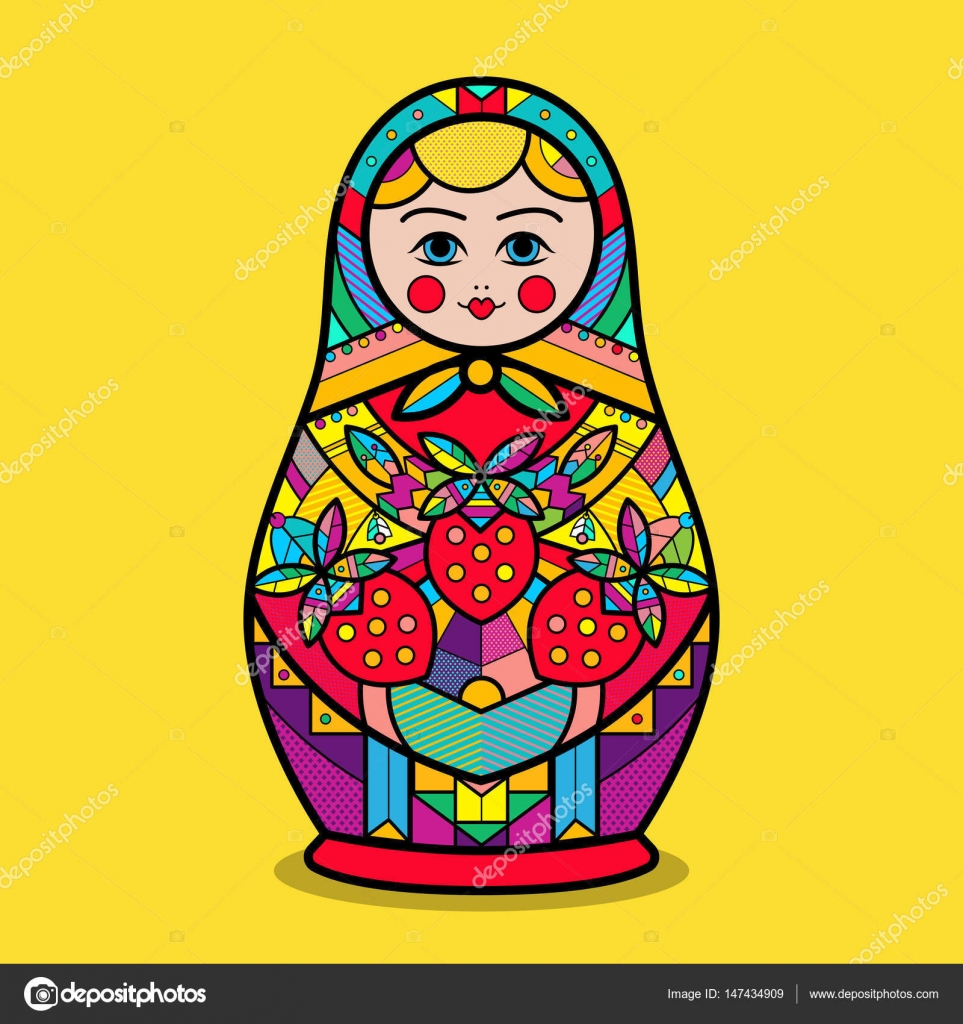 La tradition russe poupée matriochka, icône de style plat Image