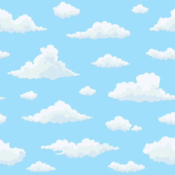 Cloud vector seamless pattern with blue sky. — Stock Vector