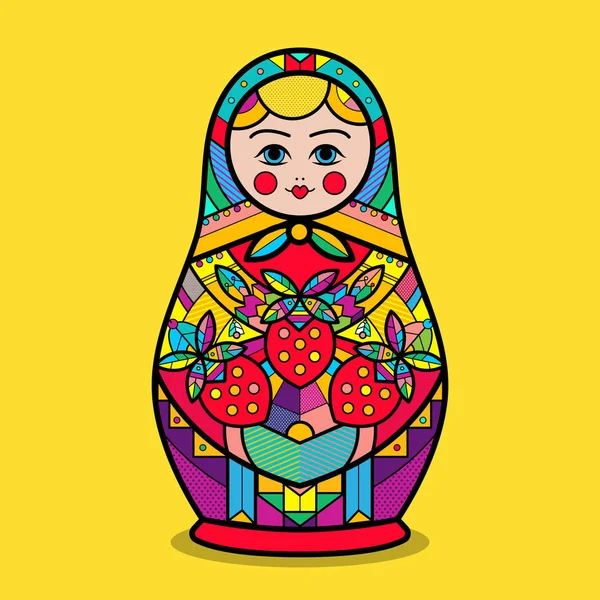 Vector traditional russian nesting doll-matrioshka. Russian symbol. — Stock Vector