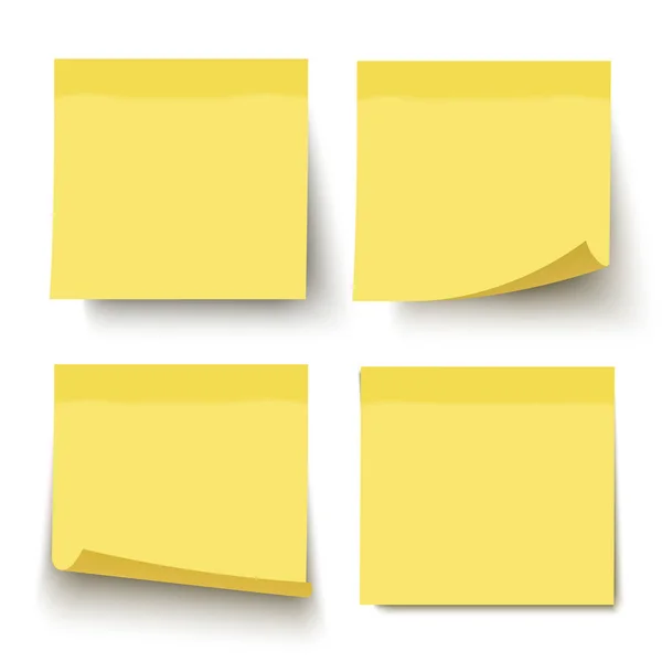 Yellow realistic vector sticky note set. — Stock Vector